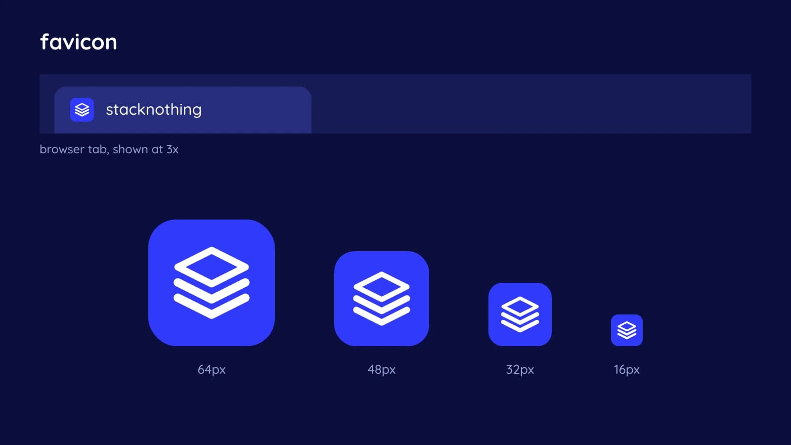 Favicons shown on a dark background
